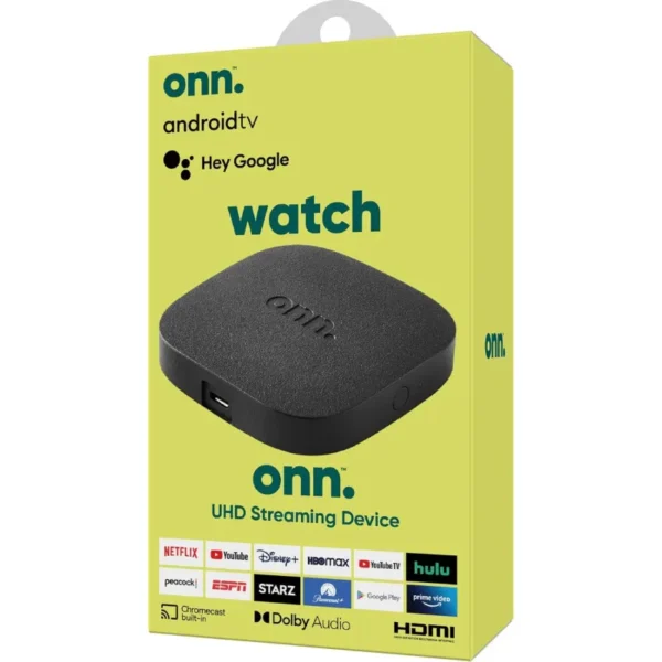 WATCH ONN GOOGLE TV 4K STREAMING BOX BLACK