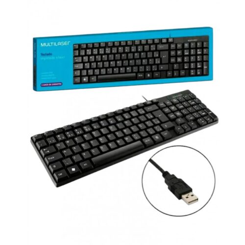 TECLADO MULTILASER NEGRO CON CABLE TC501