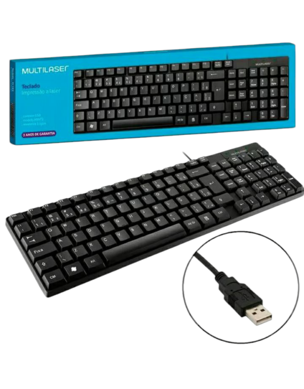 TECLADO MULTILASER NEGRO CON CABLE TC501