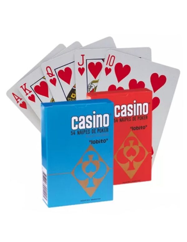 MAZO DE NAIPES CASINO POKER PLASTIFICADO X54 AZUL NUMERO GRANFE
