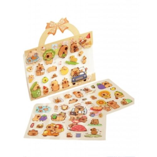 PLANCHA DE STICKERS CAPIBARA EN CANASTITA