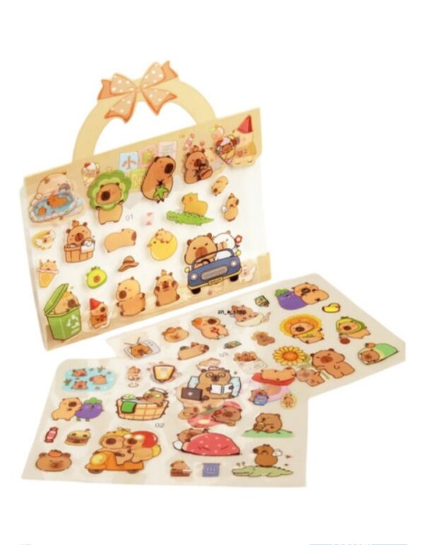 PLANCHA DE STICKERS CARPINCHO EN CANASTITA