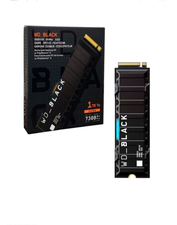 DISCO RIGIDO INTERNO GAMER SSD WESTERN DIGITAL 1 TB GEN 4 7300 MB / A WD BLACK CON DISIPADOR