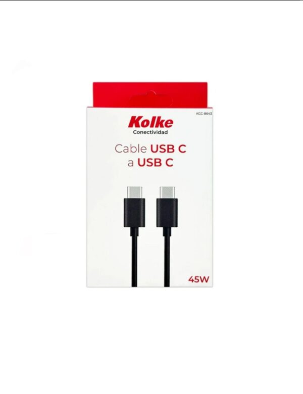 CABLE TIPO C A TIPO C 25 W / 45 W 1 MT NEGRO KOLKE