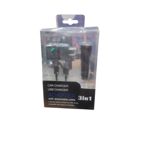 CARGADOR 3 EN 1 CABEZAL + AUTO + CABLE MICRO USB