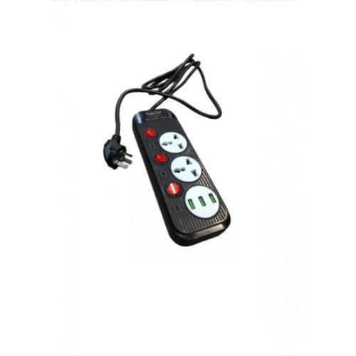 ZAPATILLA CON 2 ENCHUFES CON CORTE INDIVIDUAL + 3 PUERTOS USB LUCKY HAWK 7250