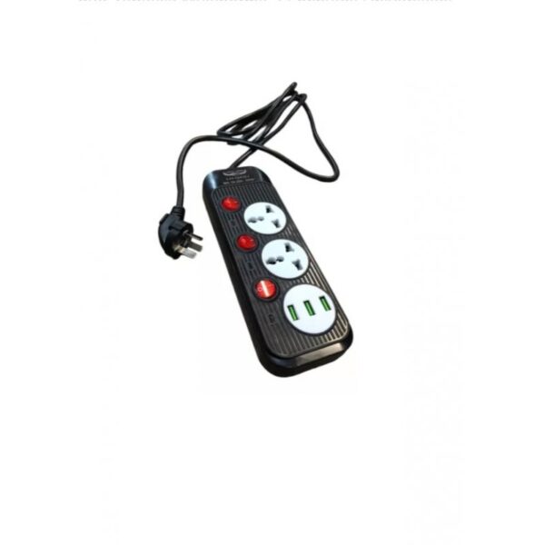 ZAPATILLA CON 2 ENCHUFES CON CORTE INDIVIDUAL + 3 PUERTOS USB LUCKY HAWK 7250