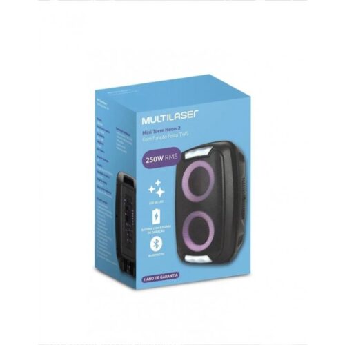 PARLANTE MINI TORRE NEON 2 CON FUNCIÓN FIESTA MULTILASER 250w RMS