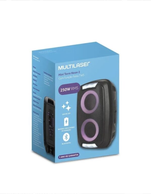 PARLANTE MINI TORRE NEON 2 CON FUNCIÓN FIESTA MULTILASER 250w RMS