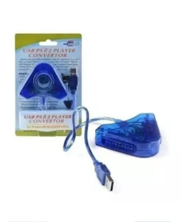 ADAPTADOR JOYSTICK PS2 A PC X ENTRADAS CON CABLE MALLADO BLISTER