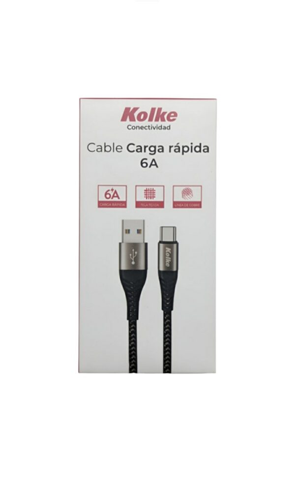CABLE TIPO C CARGA RÁPIDO 6A 3.0 2MT KOLKE M12S