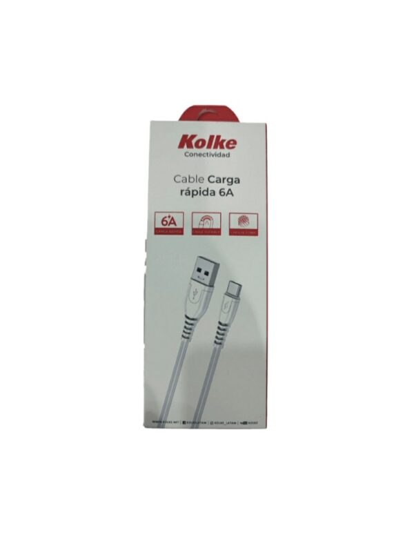 CABLE M35 TYPE C 6 A USB 2.0 CARGA RÁPIDA COMÚN FICHA REFORZADA 1MT KOLKE