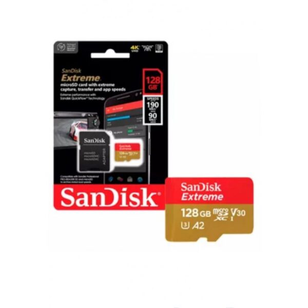 MEMORIA MICRO SD 128GB SANDISK EXTREME CLASE 10 190 MB/S 4K