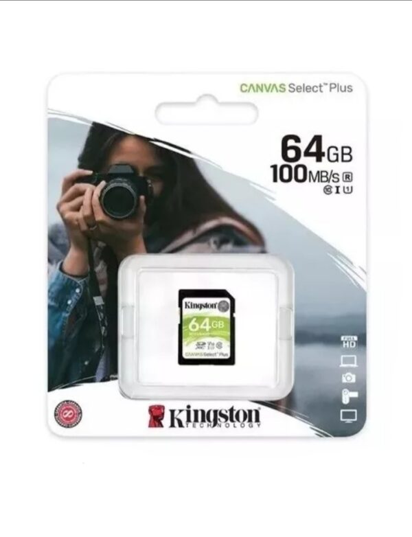 MEMORIA SD 64GB KINGSTON CANVAS SELECT PLUS 100 MB/S CLASE 10 FOTOGRAFÍA