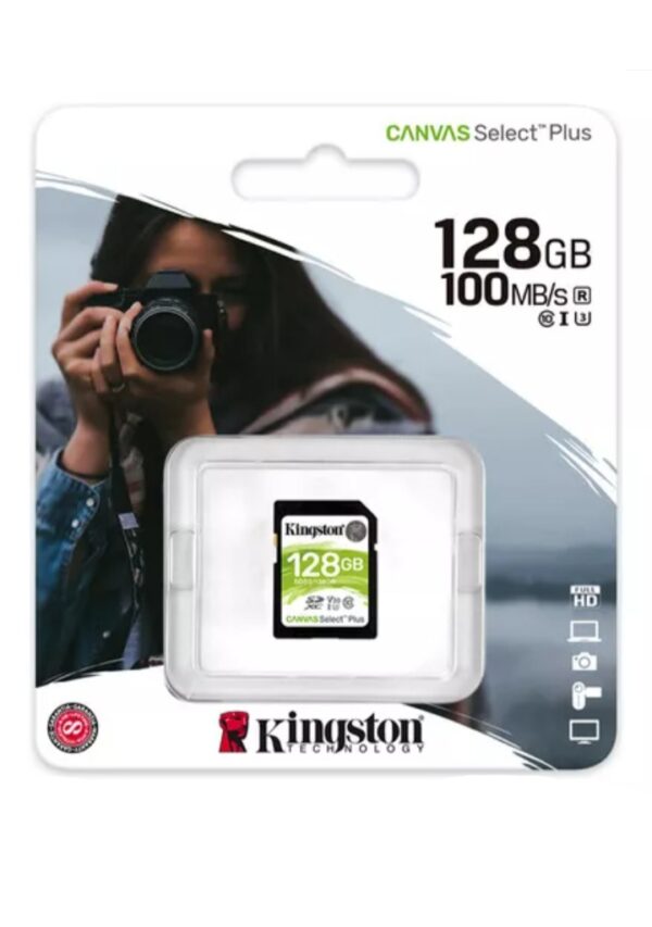 MEMORIA SD 128GB KINGSTON CANVAS SELECT PLUS 100 MB/S CLASE 10 FOTOGRAFIA