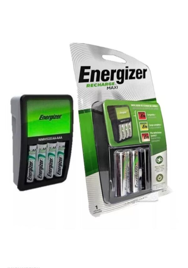 CARGADOR PILA MAXI ENERGIZER 4 CANALES + 2 PILAS AA 1300 MAH