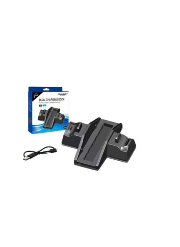 BASE DE CARGA DUAL JOYSTICK PS4 + BASE VERTICAL PARA CONSOLA PS4 PRO DOBE TP4 805B