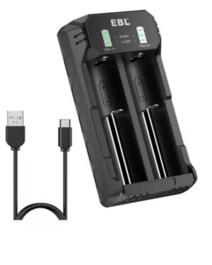 CARGADOR PILA UNIVERSAL AA/AAA/C 18650/26650/21700/16340 LED 2 canales mega usb ebl