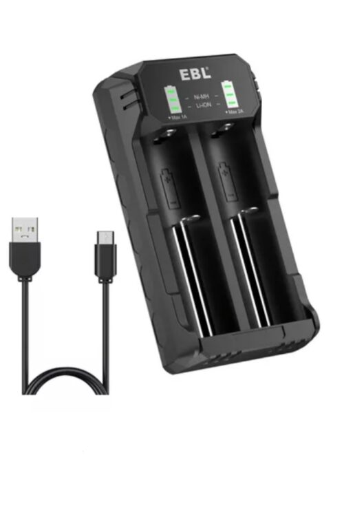 CARGADOR PILA UNIVERSAL AA/AAA/C 18650/26650/21700/16340 LED 2 CANALES MEGA USB EBL