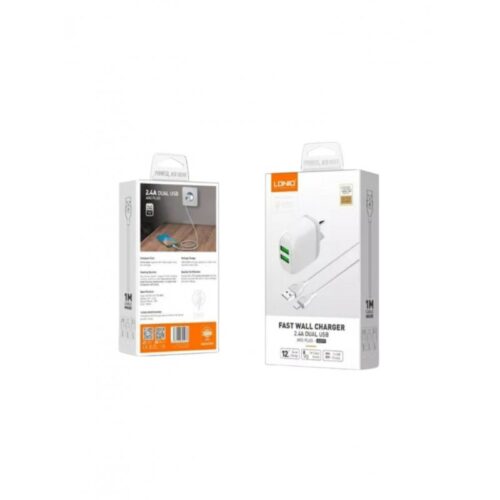 CARGADOR MICRO USB 2 PUERTOS 2.4 a 12W LDNIO A2219