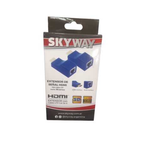 ADAPTADOR EXTENSOR ALARGUE PROLONGADOR HDMI A RJ45 FULL HD 4K 2K 30MT SKY WAY