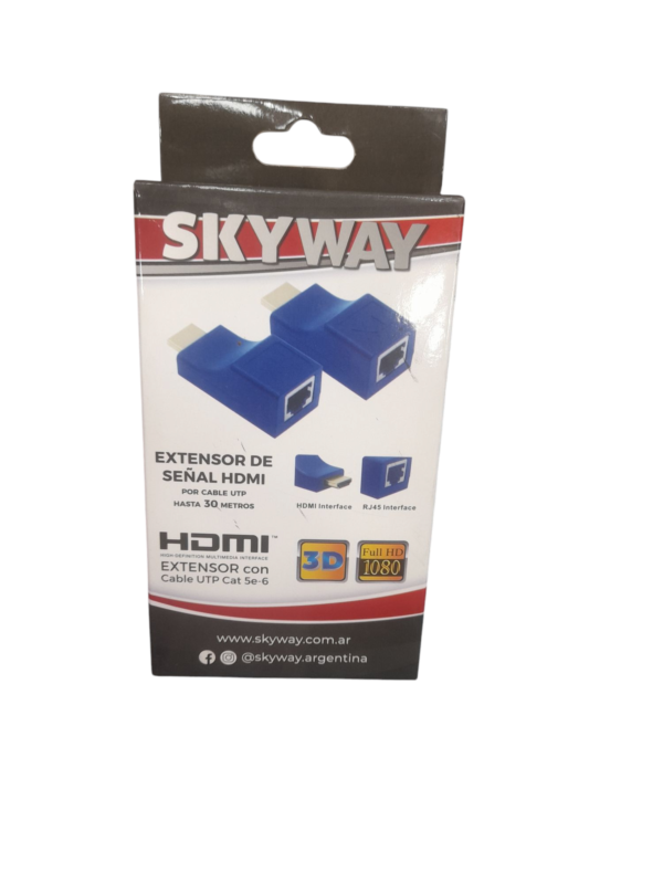 ADAPTADOR EXTENSOR ALARGUE PROLONGADOR HDMI A RJ45 FULL HD 4K 2K 30MT SKY WAY