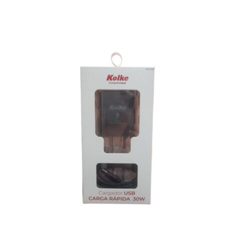 Cargador USB carga rapida 30W ficha tipo C color negro