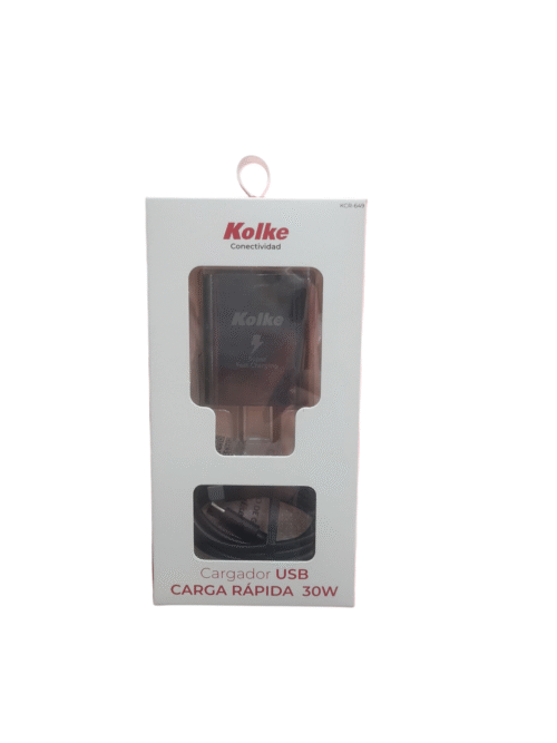 Cargador USB carga rapida 30W ficha tipo C color negro