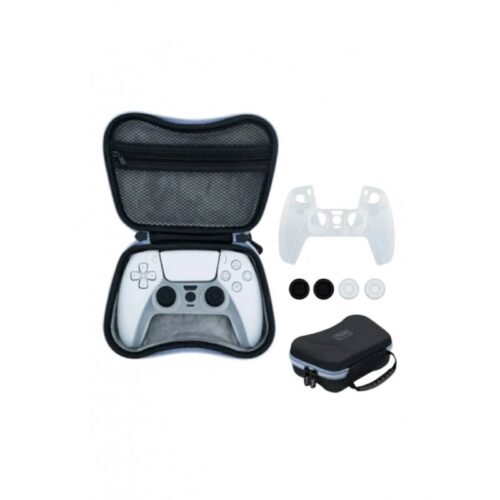 FUNDA RIGIDA CON MANIJA + FUNDA + GRIP PARA JOYSTICK PS5