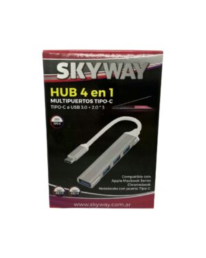 HUB ADAPTADOR 4 EN 1 TIPO C A USB 3.0 X 1 + 2.0 X 3 SKY WAY