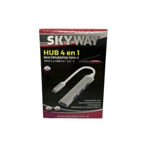 HUB ADAPTADOR 4 EN 1 TIPO C A USB 3.0 X 1 + 2.0 X 3 SKY WAY